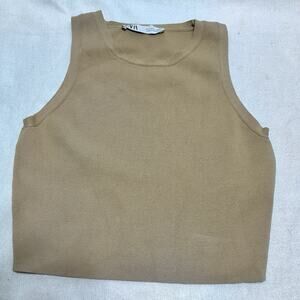 Zara Knit Crop Top Size M Womens‎ Sleeveless Beige
